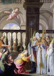 St. Genevieve Receiving a Palm from St. Medard on Palm Sunday